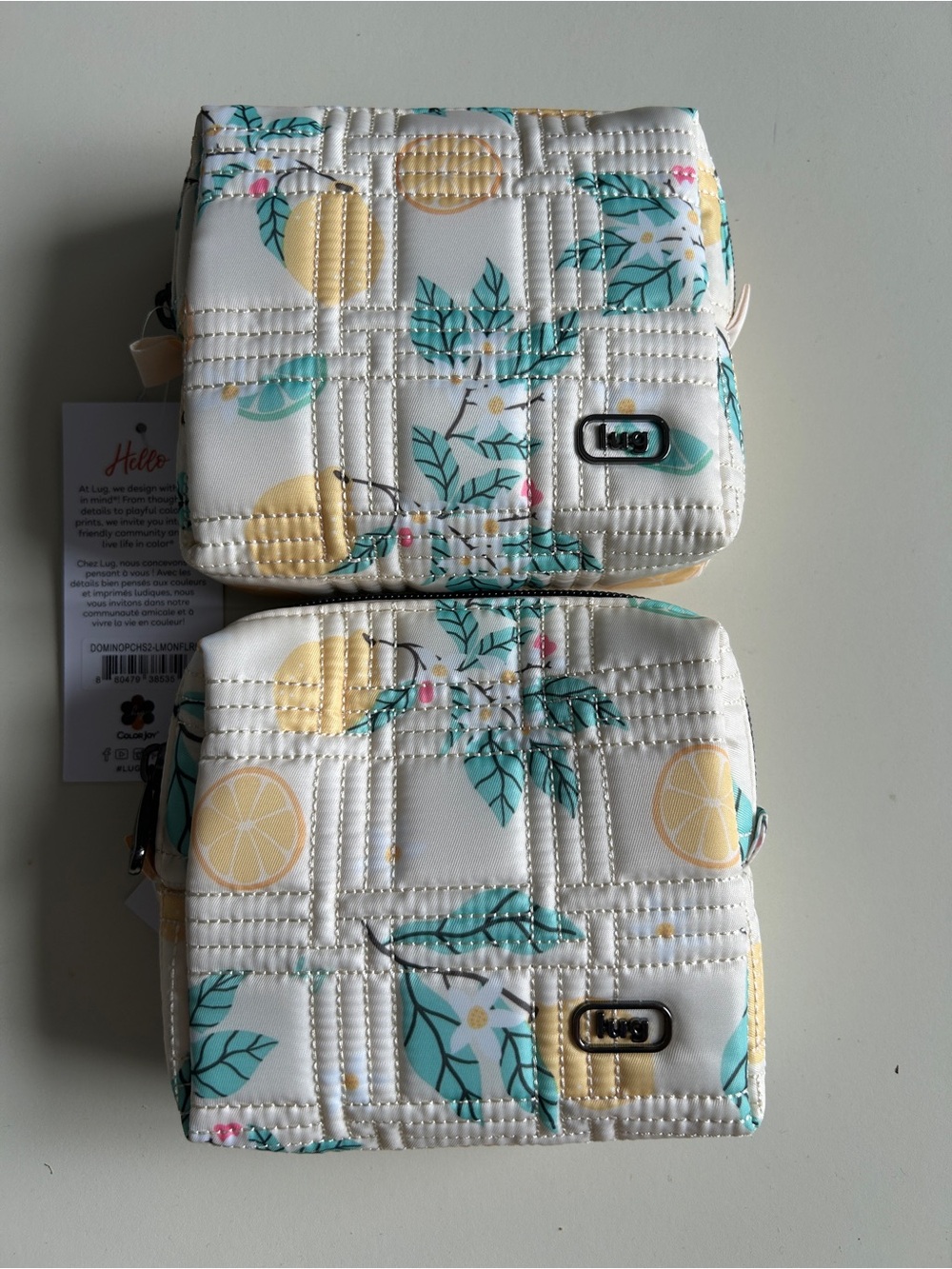 LUG DOMINO 2PM POUCH SET LEMON FLORAL NWT